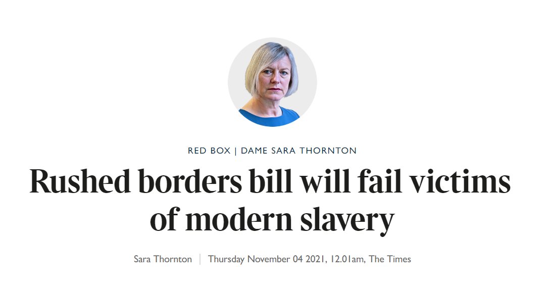 'Let’s not rush through legislation which could undermine both the identification of victims and the prosecution of offenders.' Dame Sara raises her concerns about the #NationalityandBordersBill in today's @timesredbox: antislaverycommissioner.co.uk/news-insights/…