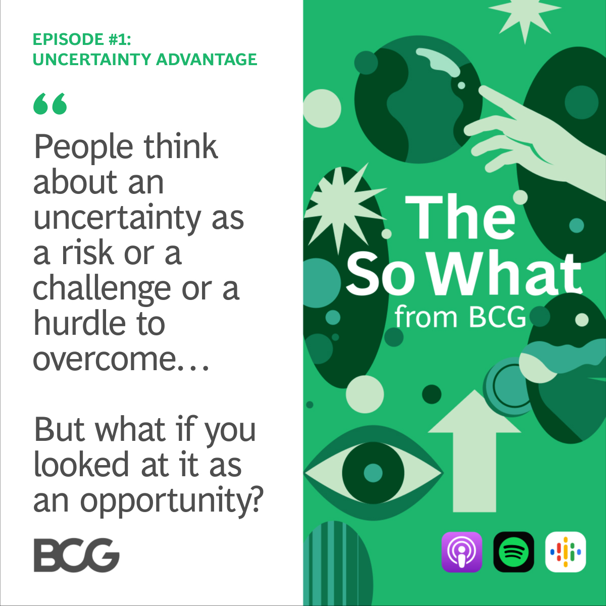 Making sense of today and preparing busy leaders and executives for the day after tomorrow. "The So What" #podcast dives into everything from global warming and business resilience to social inequity and the effect of digital transformation. Listen now 🔉 on.bcg.com/3BBNQDi