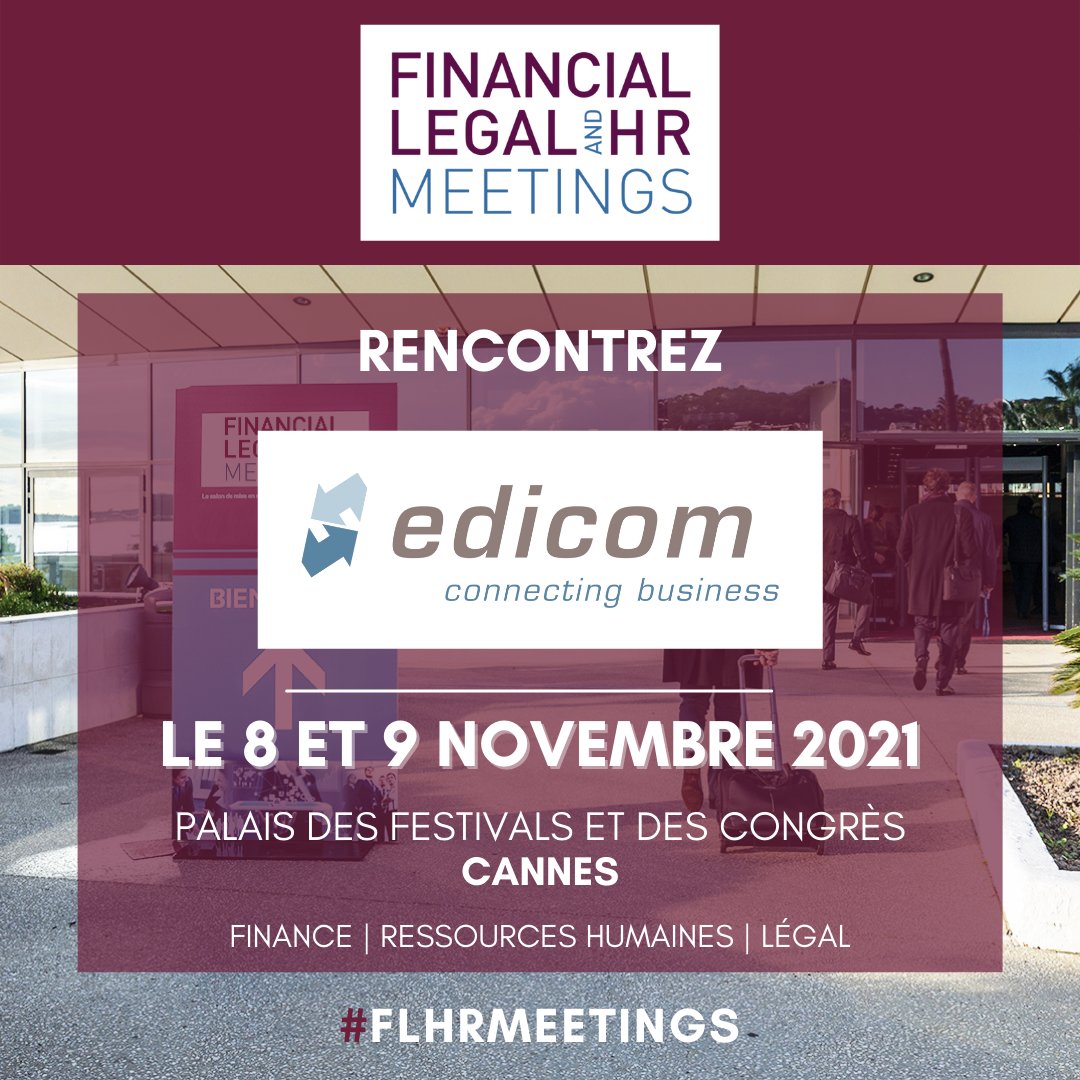 Rejoignez <a href="/EdicomGroup/">EdicomGroup</a>, à #FLHRMeetings le 8 et 9 novembre au Palais des Festivals et des Congrès à Cannes.

Demandez votre accréditation > visitor.weyou-group.com/finance-rh-mee…

#Digital #EDI #Facturation #VAT #Compliance #Archivage #SignatureElectronique #FLHRMeetings