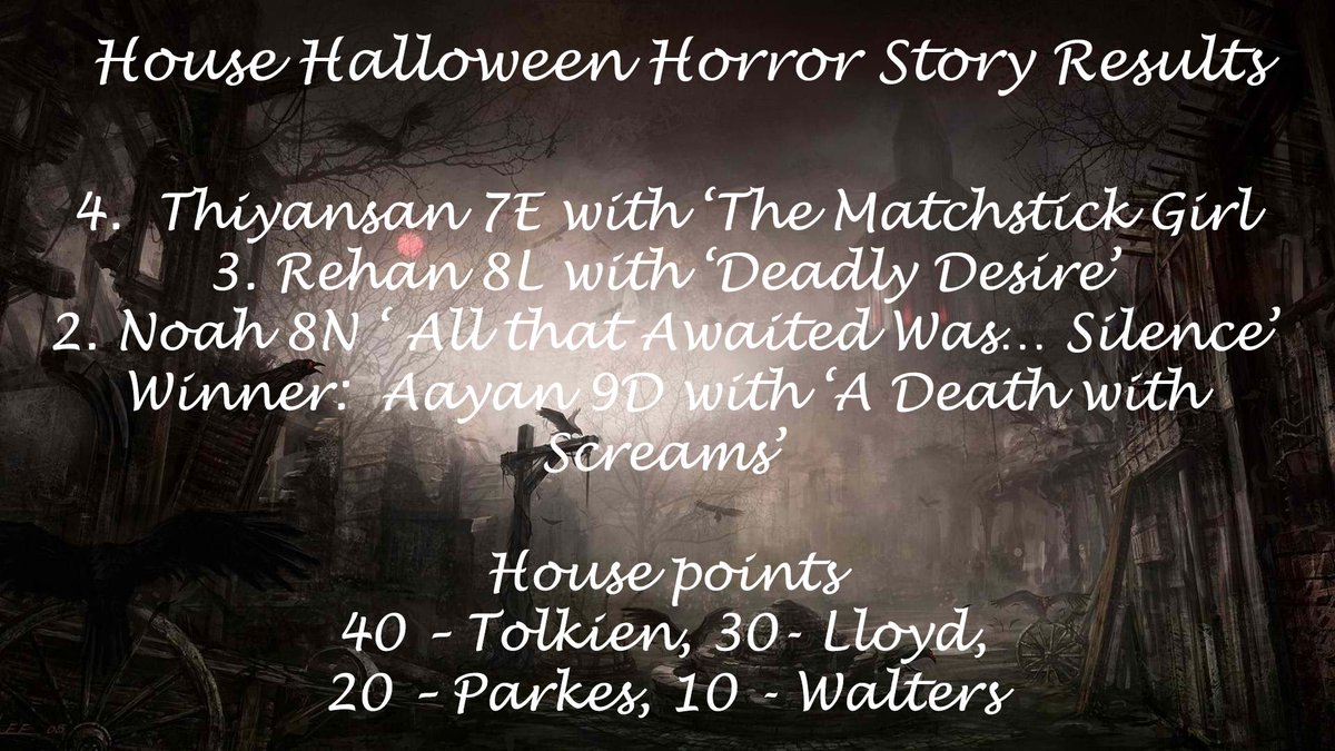 KESHAcademy's tweet photo. Halloween horror story results...well done to all those who took part. https://t.co/0FDxChbYTs
