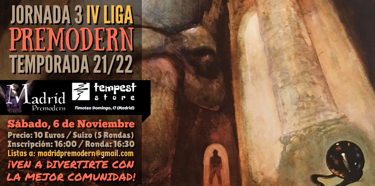 ¡Acordaos de que hoy hay Jornada de Liga de #PremodernMTG! ¡No faltéis!