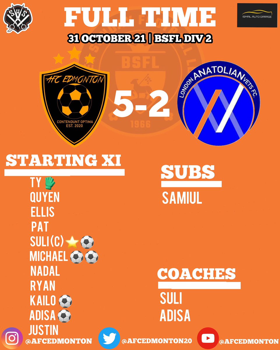 AFCEdmonton20's tweet photo. Our @BarnetLeague Div 2 game vs Anatolians is now live on our channel! https://t.co/T7hxcsbVhA

Great win for the lads this week 🔥👏🏽

LIKE.SUBSCRIBE.SHARE.

🧡🖤#3POINTS

#THEEDMONTONWAY
#UPTHEEDMONTON https://t.co/MOKx8Y2ATg