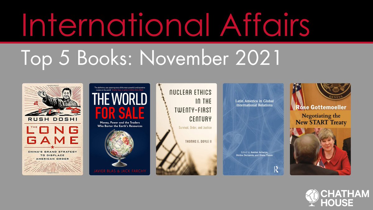 Small images of 5 book covers. Top of the page says 'International Affairs' and 'Top 5 Books: November 2021'