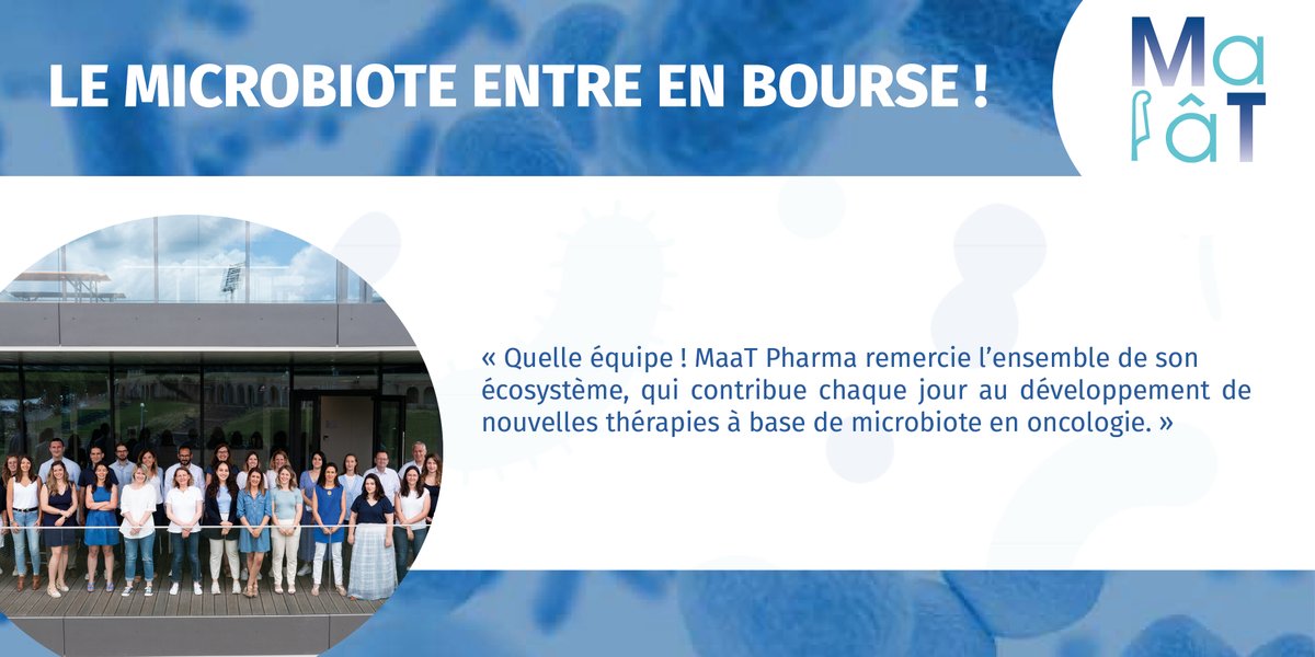 MaaT Pharma (@maat_pharma) on Twitter photo MaaT Pharma remercie tout l'écosystème du #microbiote en France et au-delà, qui contribue à notre développement et à celui de la filière <a href="/SeventureP/">Seventure Partners</a> <a href="/INRAE_France/">INRAE</a> <a href="/Biocodex/">Jean Sol Partre</a> <a href="/CreditMutInno/">Crédit Mutuel Innovation</a> <a href="/Bpifrance/">Bpifrance</a> Skyviews SymBiosis <a href="/APHP/">Assistance Publique – Hôpitaux de Paris (AP-HP)</a> <a href="/GUSTAVEROUSSY/">Gustave Roussy</a> @APM_france <a href="/BIOASTER/">BIOASTER</a> <a href="/UCAuvergne/">UCA</a> MaaT Pharma remercie tout l'écosystème du #microbiote en France et au-delà, qui contribue à notre développement et à celui de la filière <a href="/SeventureP/">Seventure Partners</a> <a href="/INRAE_France/">INRAE</a> <a href="/Biocodex/">Jean Sol Partre</a> <a href="/CreditMutInno/">Crédit Mutuel Innovation</a> <a href="/Bpifrance/">Bpifrance</a> Skyviews SymBiosis <a href="/APHP/">Assistance Publique – Hôpitaux de Paris (AP-HP)</a> <a href="/GUSTAVEROUSSY/">Gustave Roussy</a> @APM_france <a href="/BIOASTER/">BIOASTER</a> <a href="/UCAuvergne/">UCA</a>