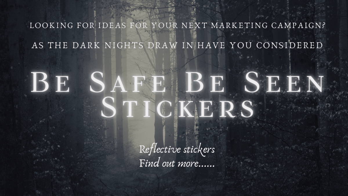 Reflective be safe be seen stickers.  Call our team for further information
edgestickers.co.uk/reflective-sti…
#reflective #MarketingStrategy #marketingideas #besafebeseen