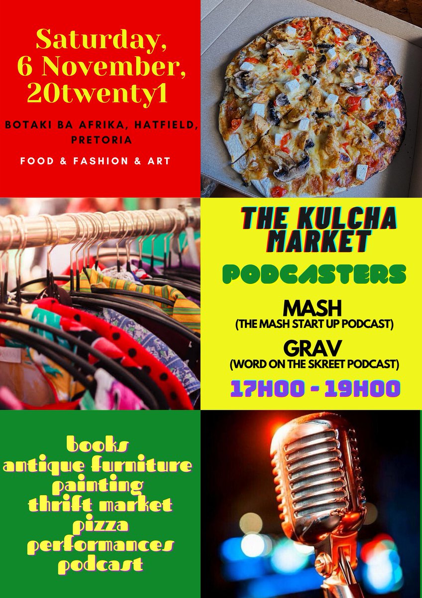 TheKulchaZA's tweet photo. We will be hosting a podcast workshop at The Kulcha Market from 5pm to 7pm titled "So You Wanna Start A Podcast"

Gracing our panel will be seasoned podcasters @Mashstartup as well as @__Grav

Full day tickets to The Kulcha Market are still available here: https://t.co/lnwIajEDcI https://t.co/RirdOV8Gai