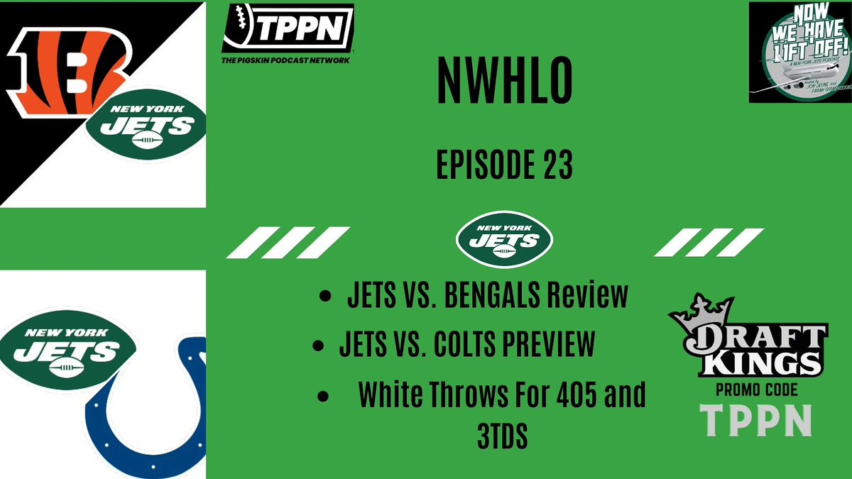 LiftOff_NYJ's tweet photo. Quick turn around for @nyjets. Jon and Frank discuss what it will take for the Jets to beat the @Colts. Obviously they talk @MikeWhiteQB, and they give their locks of the week!!! #tppn #NowWeHaveLiftOff #NYJets #allgasnobrake https://t.co/GRviRRZBof