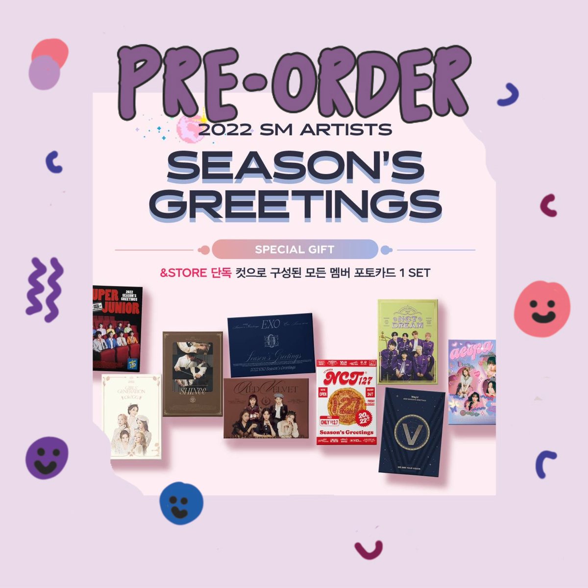 halagoods's tweet photo. ‼️OPEN PO SM ARTISTS 2022 SEASON’S GREETINGS‼️
————————
Tutup PO: 8 November 2021

▶️ Est harga:
- Appmus&amp;interasia benefit: 765rb
- WD&amp;SMstore&amp;Aladdin benefit: 850rb
▶️ DP: 400rb
———
❌ NO CANCEL. CANCEL=DP HANGUS
❌ NO HIT N RUN https://t.co/8G1nFxB8kQ