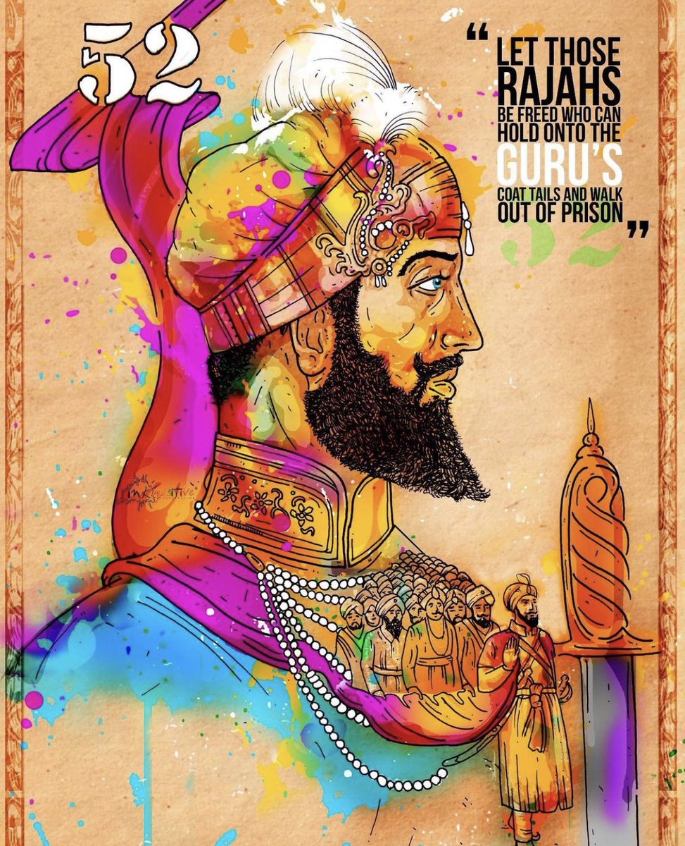 Inkquisitive's tweet photo. the word:

"Bandi" means "imprisoned"
"Chorr" means "release"
"Divas" means "day" 

together "Bandi Chorr Divas" celebrating the release of the Sixth Guru from prison who also helped save the lives of 52 kings. a positive way out from a dark situation.

#BandiChhorDivas https://t.co/G80KuYPTj0