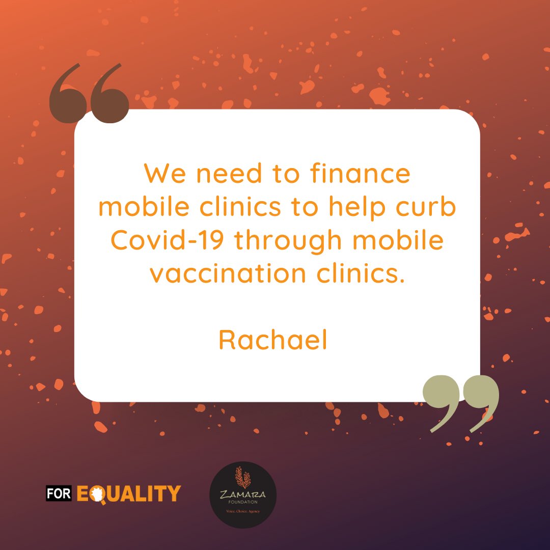 'We need to finance mobile clinics to help curb Covid-19 through mobile vaccination clinics.' ~Rachel

#VaccineInequality 
#ZamaraVoices