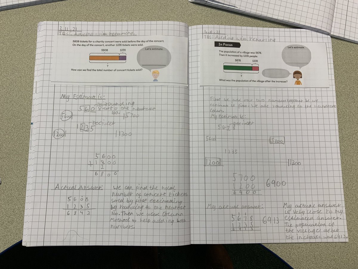 cashprimary's tweet photo. Excellent journaling from Ellen Terry today. Well done! 😀@mathsnoproblem #journal #maths #mathsisfun #adding #estimating #rounding #columnmethod https://t.co/7fBmC2SZzL