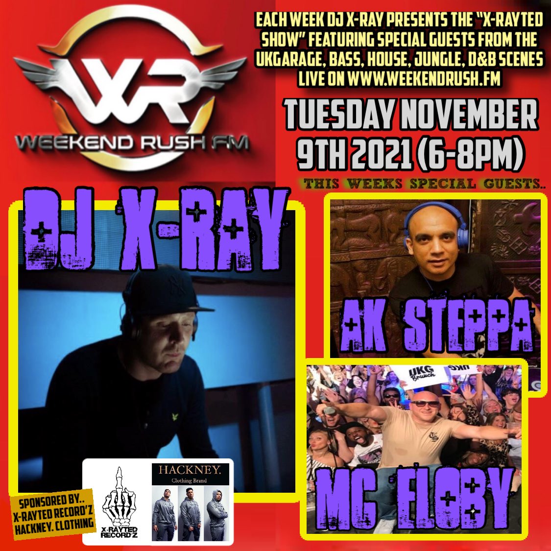 CRYPTIDSUK's tweet photo. This Tuesday live on Weekend Rush 

@DJXRAY77 @AkSteppa #MCEloby @XRAYTEDPRO @brandHackney https://t.co/eqIVhEyipE