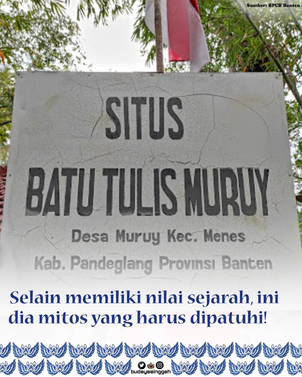 budayaainggeh's tweet photo. Prasasti Batu Tulis Muruy, salah satu Cagar Budaya yang terletak di Kampung Muruy, Desa Murni, Kecamatan Menes, Kabupaten Pandeglang.
#budayasaya #kamishistoris #cagarbudaya #prasastimuruy #batutulismuruy #muruy #situsbatutulismuruy #budayaainggeh https://t.co/lhWUd9eY0J