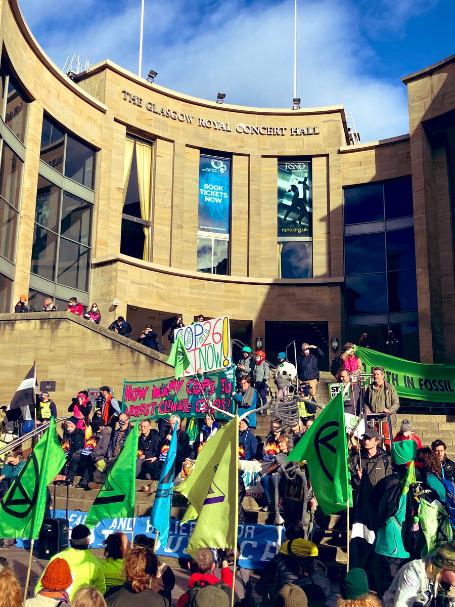 mum_pumpkin's tweet photo. Part of the crowd yesterday in #Glasgow calling out the bullshit, hypocrisy & #Greenwash
of #COP26 A process funded by companies causing death & destruction!Time for our leaders to wake up ⏳#SystemChangeNotClimateChange #KickPollutersOut #PollutersOutPeopleIn #ClimateJustice ✊🏽 https://t.co/W85HJnWveu