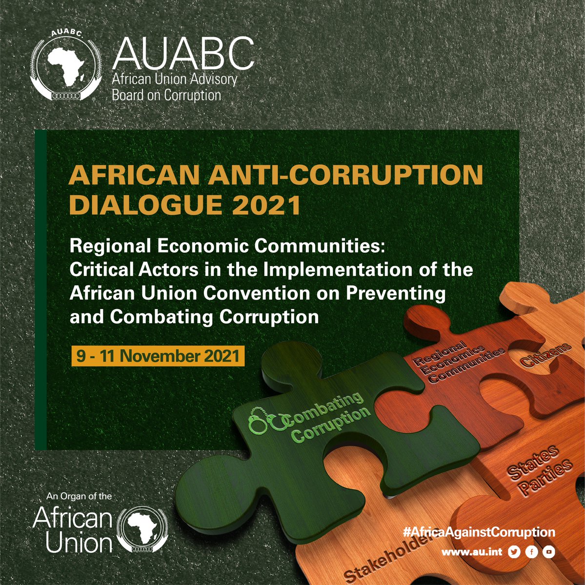 _AfricanUnion's tweet photo. Corruption undermines accountability &amp; transparency in the management of public affairs &amp; socio-economic development. The African Anti-Corruption Dialogue will deliberate on best practices by various African states in rooting out graft. Join the Dialogue- https://t.co/ZScvVP6kJ0 https://t.co/5X5xJusGsV
