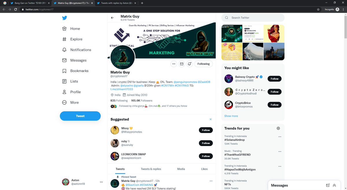 axtonn19's tweet photo. @Bang_Garr @cryptoneo17 Jangan pernah menyerah guys, lakukan terus hal yang positif.
Done bang.
Bismillah. https://t.co/NrUOXfDTsf