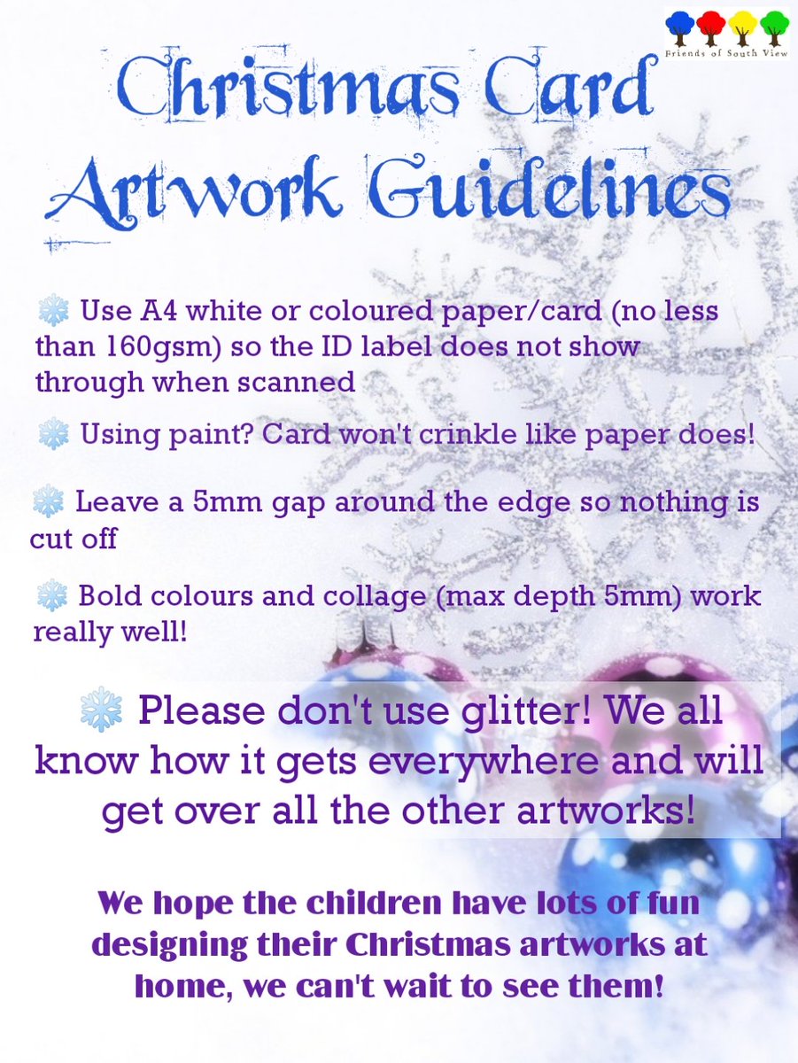 FOSVschool's tweet photo. Has your child designed their Christmas cards?
🎄Make the design on A4 card
🎄Hand back into school with the ID sticker on the back by the 8/11
🎄 Order on https://t.co/QdCyFJWni2 by 11/11 (you'll need that ID number!)
🎄See guidance below!
⛄ We hope your children have fun! ⛄ https://t.co/ih9rqsavCo