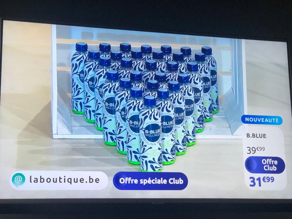 bbluedrink's tweet photo. Current TV promotion campaign on French M6 and Belgian/Lux RTL channels. Our patented B-BLUE Spirulina Water has the potential to become a major European anti-aging water brand ! 

#Spirulina #Water #Foodtech #AntiAge #Sport #Beverage #Biotech #Food #foodiebeauty #tvtime #invest https://t.co/KOoklKIbj9