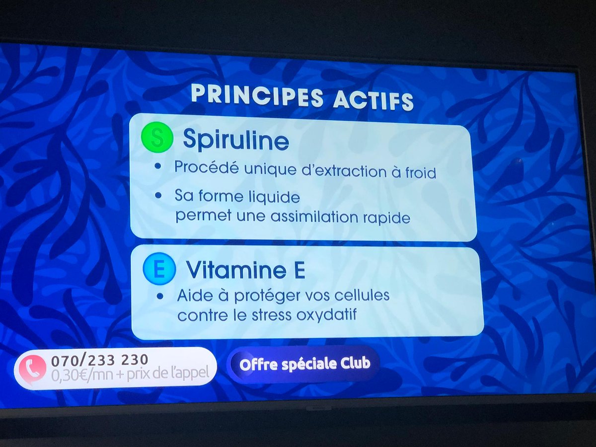 bbluedrink's tweet photo. Current TV promotion campaign on French M6 and Belgian/Lux RTL channels. Our patented B-BLUE Spirulina Water has the potential to become a major European anti-aging water brand ! 

#Spirulina #Water #Foodtech #AntiAge #Sport #Beverage #Biotech #Food #foodiebeauty #tvtime #invest https://t.co/KOoklKIbj9