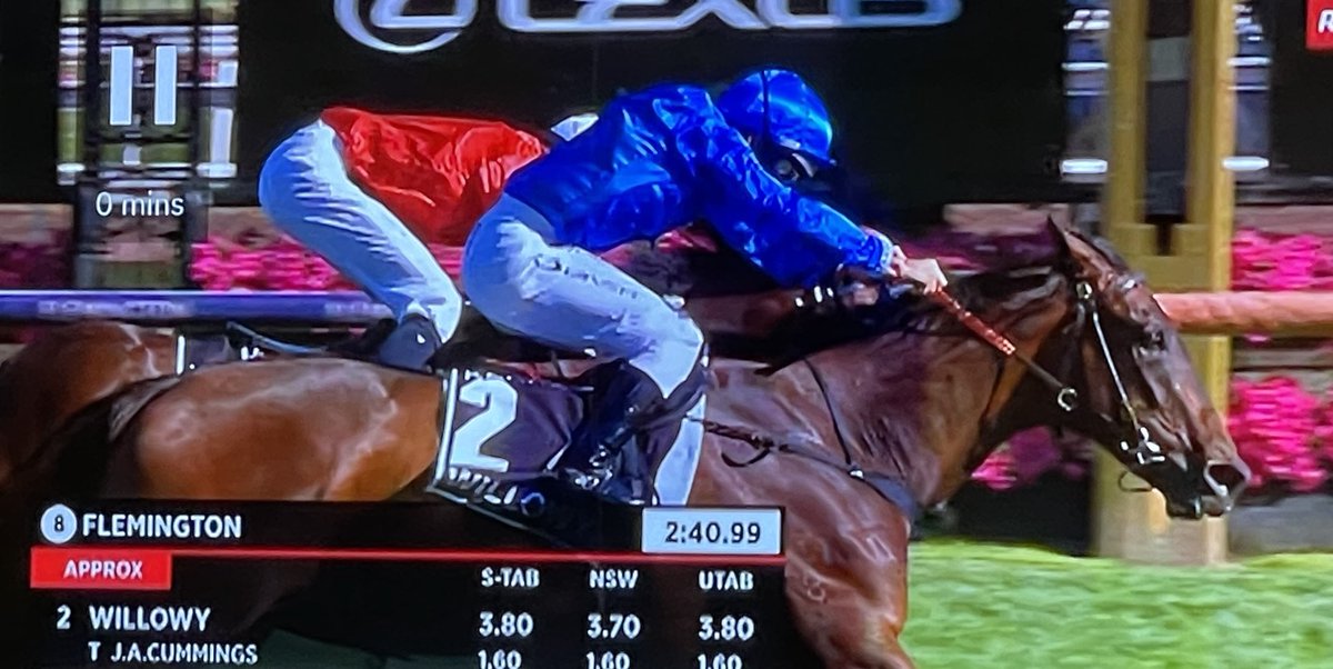 MartyBreen's tweet photo. Damien Oliver rides his 126th Group 1 winner and seventh Oaks winner #Willowy for โฆ@JamesCummings88โฉ and โฆ@godolphinโฉ Extraordinary greatness. What an awesome โฆ@FlemingtonVRCโฉ โฆ@springcarnivalโฉ ๐๐โค๏ธ https://t.co/YoopbDE2us