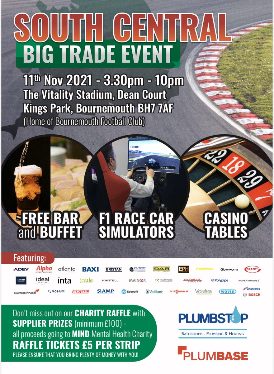 PlumbstopLtd's tweet photo. The 7 day countdown to the BIGGEST Trade show in Poole/Bournemouth has begun ππ½ make sure you donβt miss this great opportunity for great deals, freebies and a free beer πΊ huge charity raffle for @MindCharity - #plumbstop #plumbase https://t.co/MilpdyQxyL