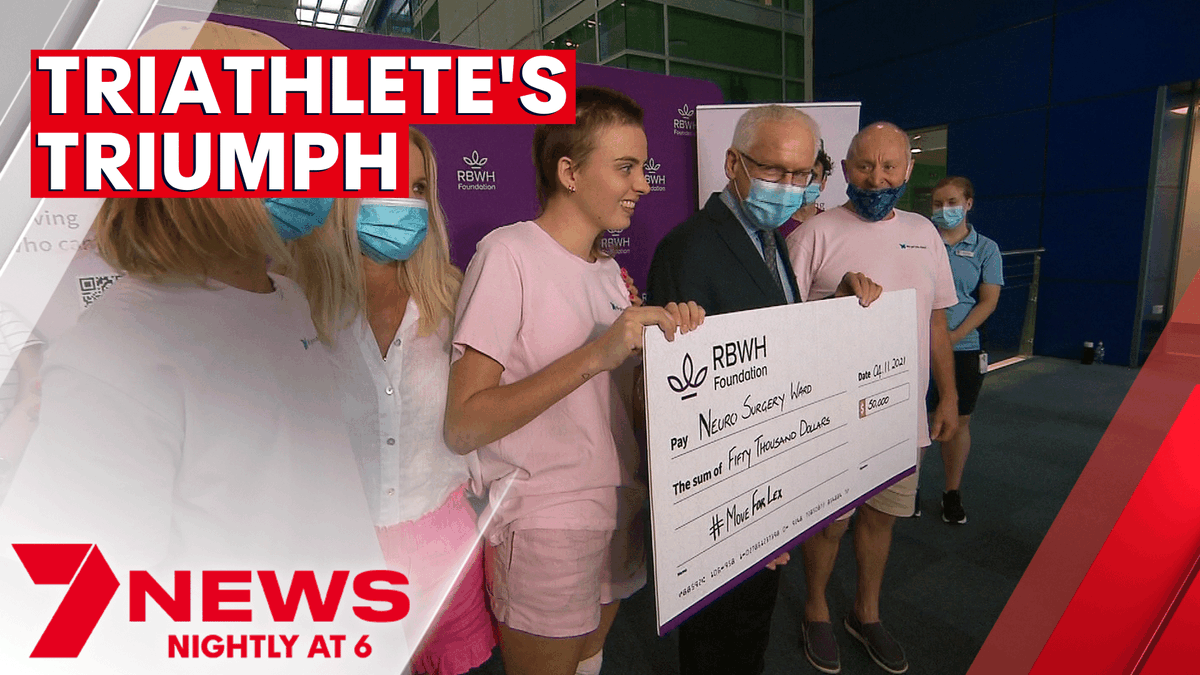 7NewsBrisbane's tweet photo. A 20-year-old Sunshine Coast woman, who captured the attention of the country with the hashtag #MoveForLex, has been discharged from hospital eight months early. Before heading home, Alexa Leary today handed over a huge cheque. https://t.co/dj6ZIec6k8  @G_Chumbley #7NEWS https://t.co/9WYCZYXLis
