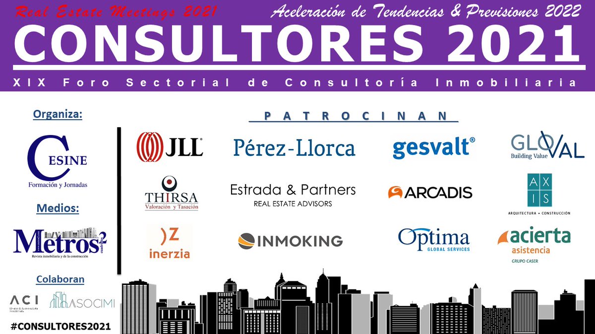 CESINE Formación & Jornadas (@cesineeditorial) on Twitter photo Después de 2 años, llegó la hora del reencuentro con los #CONSULTORES2021. Comenzamos a las 9:30.
<a href="/JLLSpain/">JLL España</a> <a href="/jmunozmendez/">Javier Muñoz Méndez</a> <a href="/Gesvalt/">Gesvalt</a> <a href="/AxisProperty1/">Axis Property</a> <a href="/EstradaPartners/">Estrada & Partners</a> <a href="/ArcadisGlobal/">Arcadis</a> <a href="/inerziaasesores/">Inerzia Asesores</a> @InmoKing <a href="/ptimaGlobalSer1/">Óptima Global Services</a> <a href="/aciconsultoras/">ACI - Asociación de Consultoras Inmobiliarias</a> <a href="/LuisMartinG1/">Luis Martin Guirado</a> <a href="/Quique_Losantos/">Enrique Losantos</a> Después de 2 años, llegó la hora del reencuentro con los #CONSULTORES2021. Comenzamos a las 9:30.
<a href="/JLLSpain/">JLL España</a> <a href="/jmunozmendez/">Javier Muñoz Méndez</a> <a href="/Gesvalt/">Gesvalt</a> <a href="/AxisProperty1/">Axis Property</a> <a href="/EstradaPartners/">Estrada & Partners</a> <a href="/ArcadisGlobal/">Arcadis</a> <a href="/inerziaasesores/">Inerzia Asesores</a> @InmoKing <a href="/ptimaGlobalSer1/">Óptima Global Services</a> <a href="/aciconsultoras/">ACI - Asociación de Consultoras Inmobiliarias</a> <a href="/LuisMartinG1/">Luis Martin Guirado</a> <a href="/Quique_Losantos/">Enrique Losantos</a>