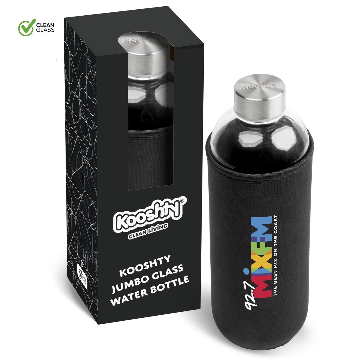 Pro3Agencies's tweet photo. Gift Idea - This jumbo 1 litre glass water bottle comes with a protective neoprene sleeve.  #gifting #waterbottle #glass #kooshty https://t.co/8gAmZkvM8i