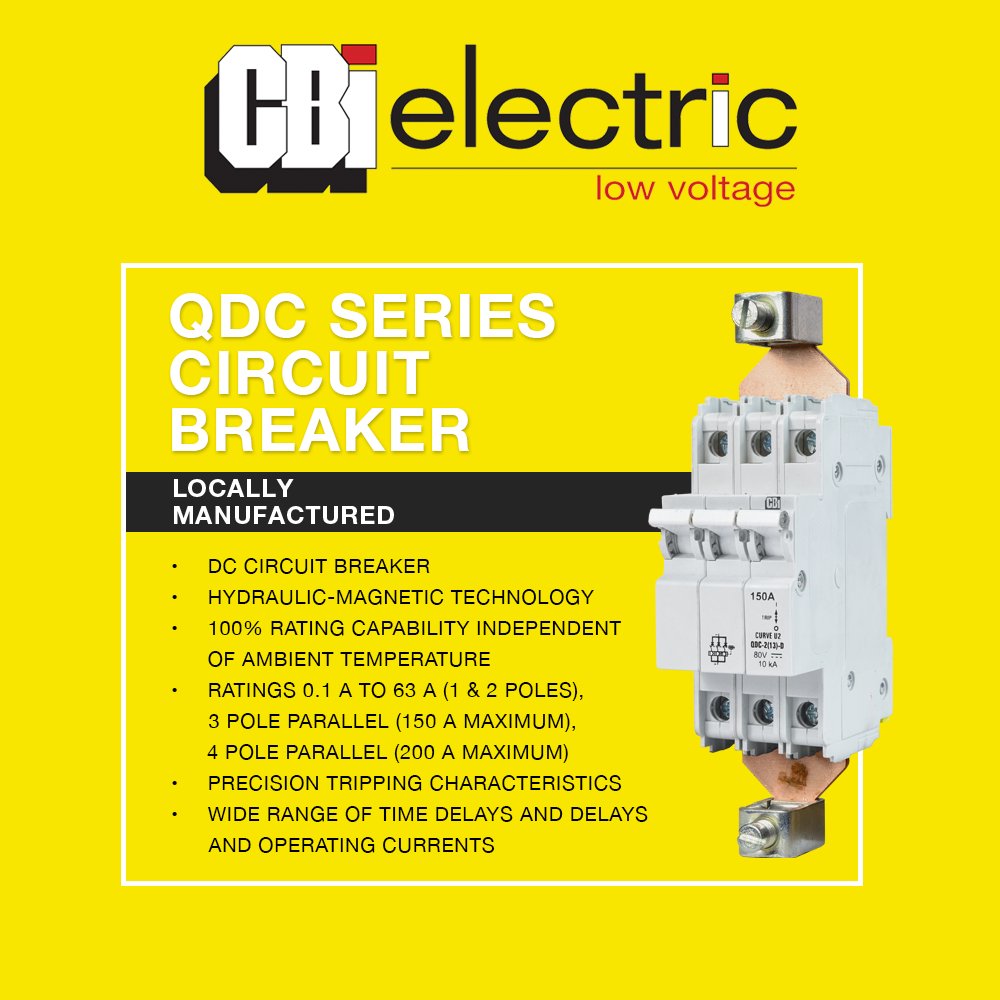 CBI_lowvoltage's tweet photo. 𝗣𝗿𝗼𝗱𝘂𝗰𝘁 𝘀𝗽𝗼𝘁𝗹𝗶𝗴𝗵𝘁!⚡️The CBI QDC circuit breaker is used for protection in UPS, alternative energy equipment + battery applications.

➡️ https://t.co/cESuQKIw8d

#CBI #CircuitBreaker #LowVoltage #supportlocal #ProudlySA #CircuitOverload #ElectricDevices https://t.co/ecHPtAvx0j