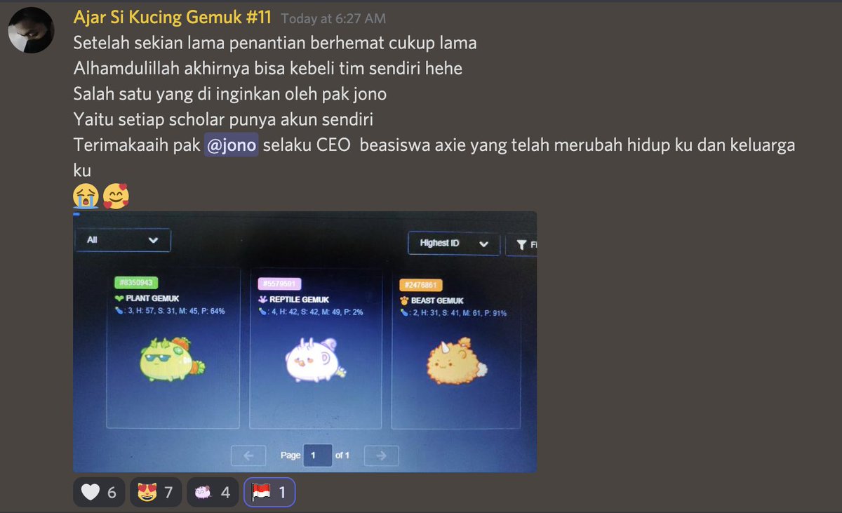 jagatGG's tweet photo. One of our scholars, 18 year old @MuhammadAdzhar3 just bought his own team with his savings + SLP earned over 3 months. This is the dream! Welcome to Lunacia my Ajar!

@AxieInfinity is changing lives! 

@Jihoz_Axie @AxieElon @RareAxies https://t.co/pyLn6SF3cz