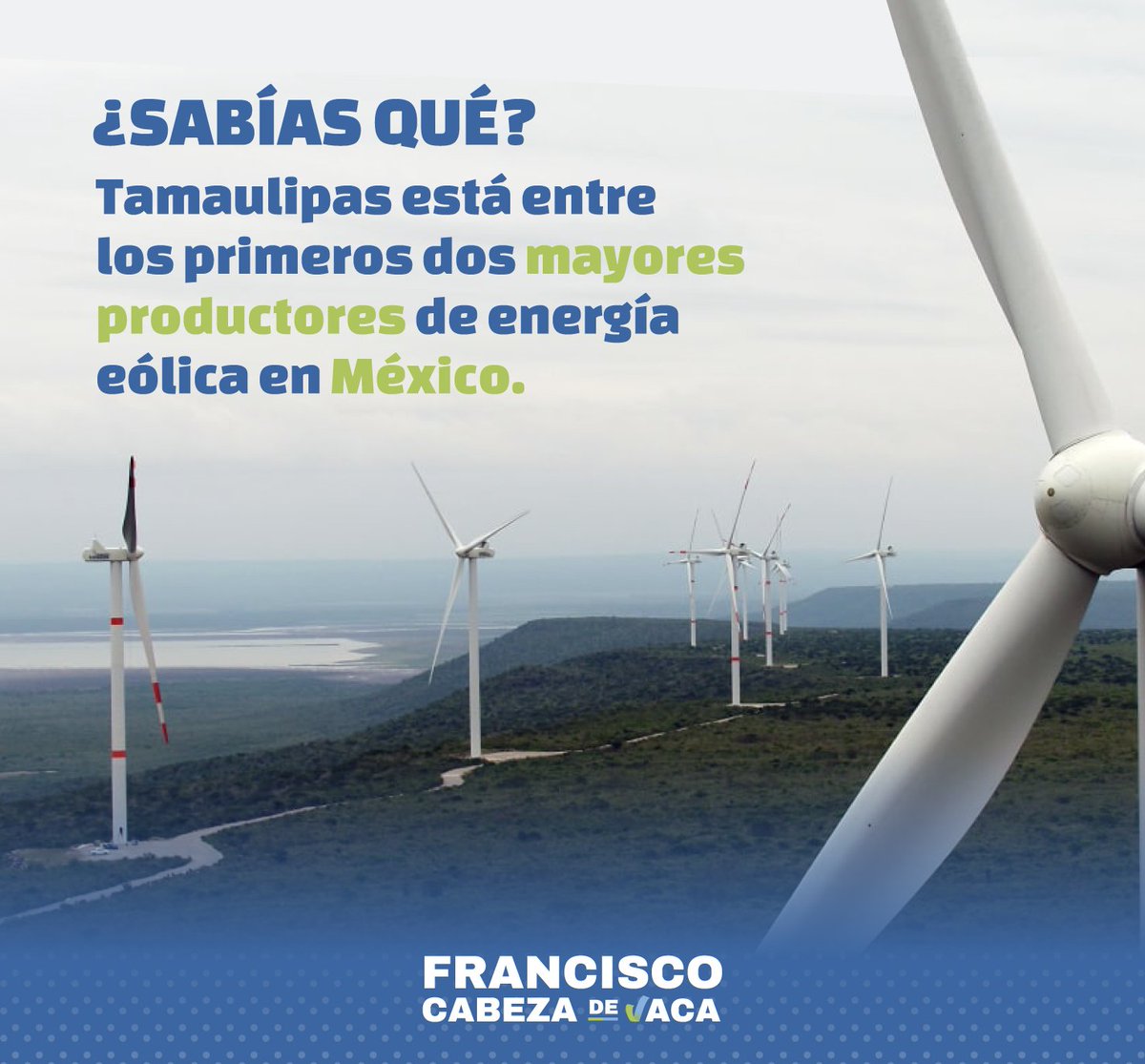 Impulsar las energías limpias es dejarle un mejor futuro a nuestras próximas generaciones, por eso una de nuestras tareas es hacer de Tamaulipas el mayor productor de energía eólica de México. 
Que tengan un extraordinario día! #FelizJueves #TamCrece

elpais.com/mexico/2021-11…
