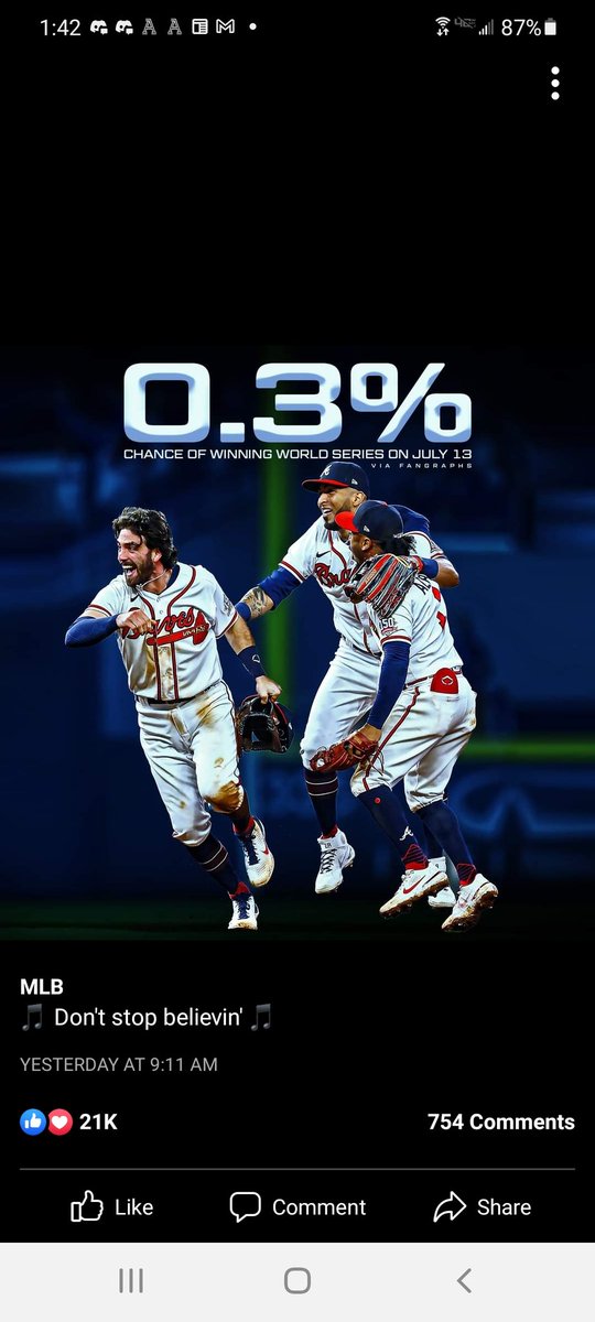 Robert_Stangler's tweet photo. The odds were bad then, but what were the odds March 31st to win it all VS the Astros and win it in 6 games? 🤔
#Braves #Astros #Bravesin6 #WorldSeries2021 https://t.co/Rofy9edAtl