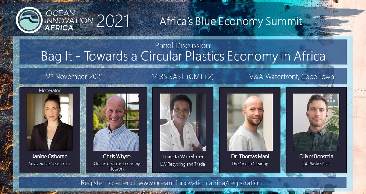 I will be a panelist at Ocean Innovation Africa <a href="/OceanInnovatio1/">Ocean Innovation Africa</a> tomorrow at the V&amp;A to discuss a move towards a Circular Plastics Economy in Africa. Register your attendance here ocean-innovation.africa/registration/