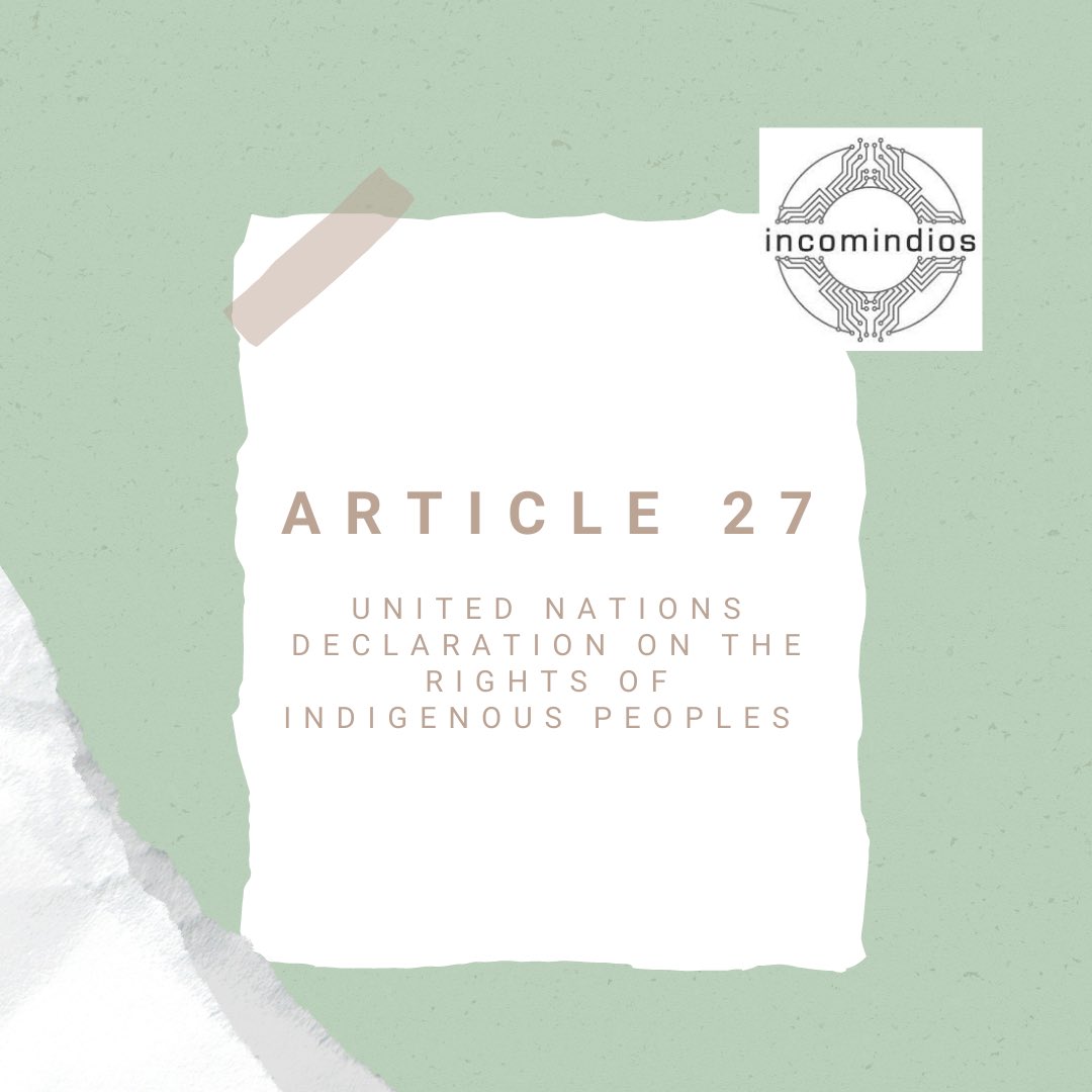 IncomindiosUK's tweet photo. Article 27 of UNDRIP.
#UNDRIP #Indigenous #IncomindiosUK https://t.co/tNOtX29XIn