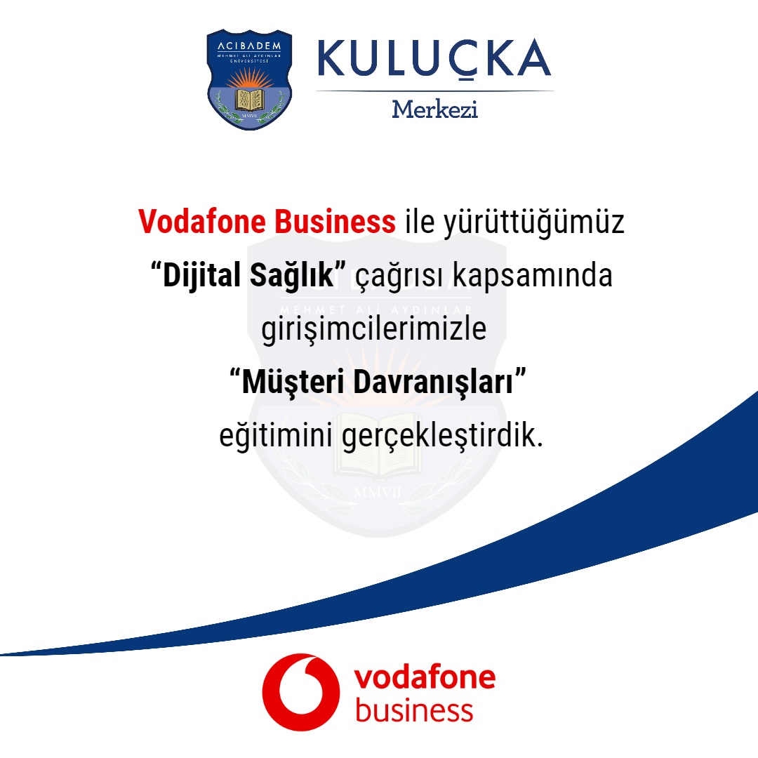 acukulucka's tweet photo. Acıbadem Üniversitesi Kuluçka Merkezi olarak Dijital sağlık çağrısı kapsamında girişimci adaylarımızla Vodafone Business eğitmenlerinden Tuba Yaşar ile "Müşteri Davranışları" eğitimini gerçekleştirdik🚀

#AcıbademÜniversitesi #VodafoneBusiness  #DijitalSağlık #Girişimcilik #5G https://t.co/KoFdbzp5vu