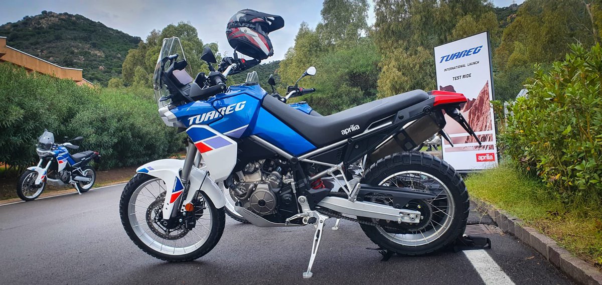 Ready to ride <a href="/ApriliaOfficial/">Aprilia</a> 2022 Tuareg 660, on and off road here in Sardinia. Already had a sneaky 30 second go and the car park verdict is in: look out Tenere 700, it's after your dinner.