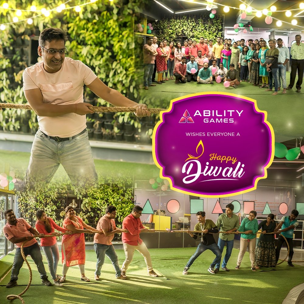 Ability__Games's tweet photo. Ability Games celebrates an extravagant Diwali with some fun games inspired by Squid Games 🤩✨ Wishing everyone a happy and safe Diwali ✨ 

#HappyDeepavali #happydiwali2021 #festivevibes https://t.co/JcPktiyYag