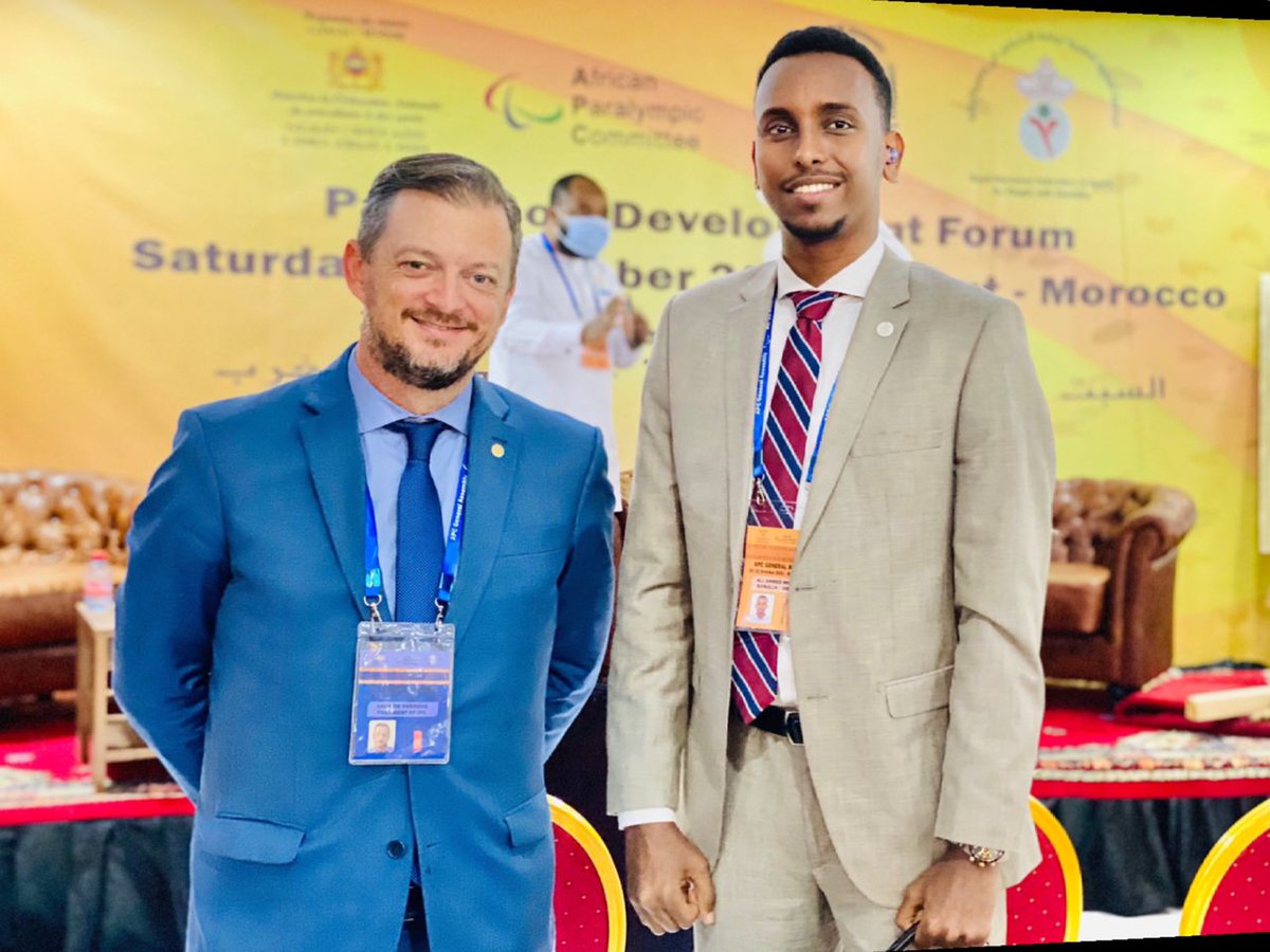 NPCSomalia's tweet photo. The General Assembly of the African Paralympic Committee was held in the Kingdom of Morocco in the period from 10/29 to 1/11
With the full participation of Somalia represented by Mr. Ali Ahmed, SG of the Somali National Paralympic Committee
@Calikuukaay 
#NPCSomalia
#Paralympics https://t.co/2qHCwGh1iR
