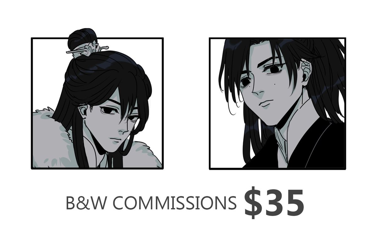 hihi opening some rush b&w comms since I kind of really need some funds to cover house expenses 🥲

just dm me if you want a slot! 
you may pay via ko-fi (12 kofis) as well and just note your handle! 