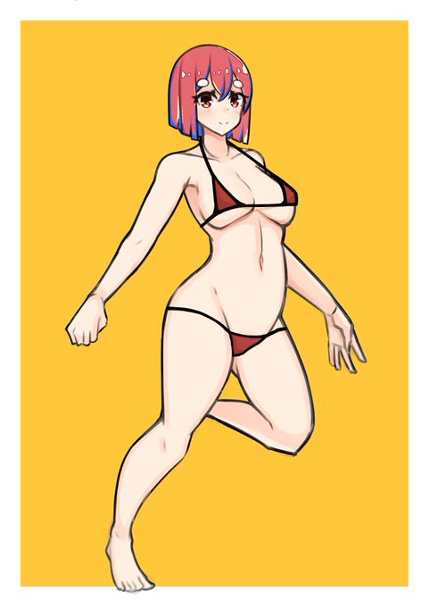 オーバーレイ塗り実験のマイクロビキニ娘ちゃん。グレーからここまで塗れるからオーバーレイレイヤって本当凄い( ˘ω˘) 