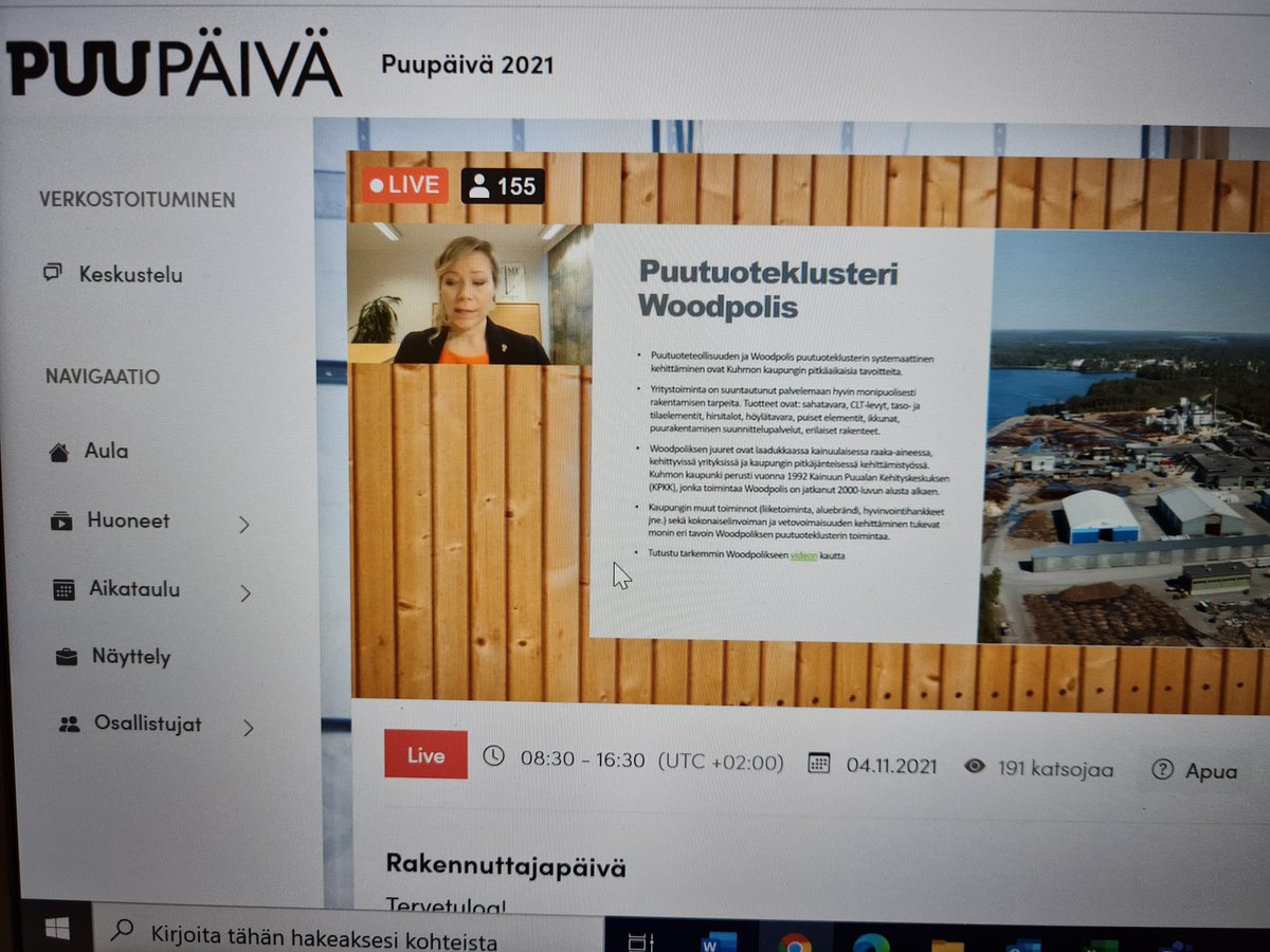 InkariinaI's tweet photo. Puupäivässä @tyttimaatta kertoo parhaillaan puurakentamisesta kaupunkikehittämisen strategiana. Hyvä @kuhmonkaupunki! #puurakentaminen https://t.co/1a5l3GFbnP