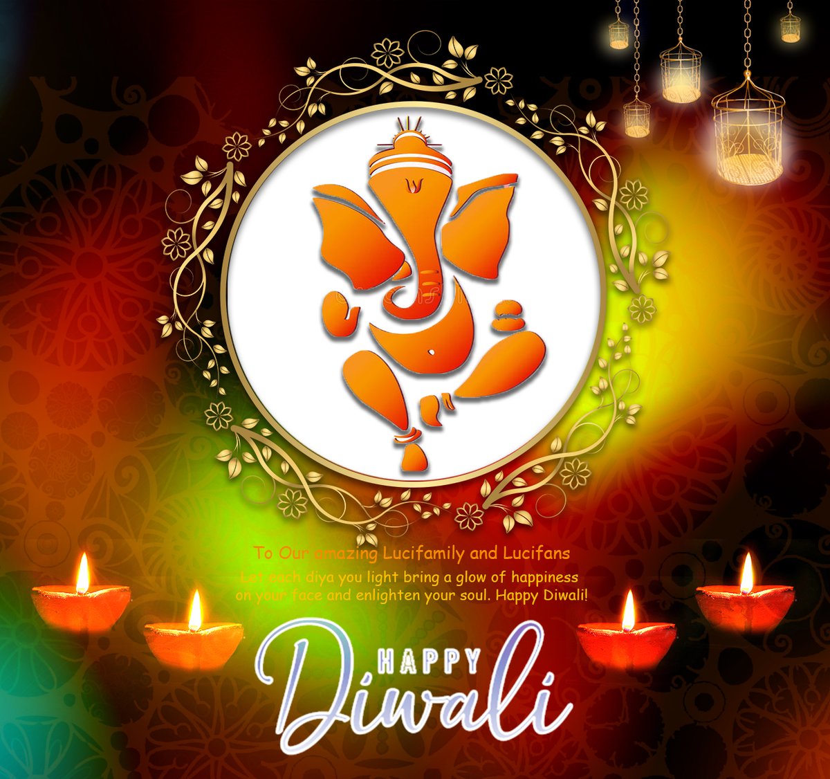 TomellisL's tweet photo. To Our amazing #Lucifamily and #Lucifans
Let each diyaa you light bring a glow of happiness 
on your face and enlighten your soul. Happy Diwali! Sending tons of blessings, prayers and love to all of you from #India   

@LuciferNetflix @Ildymojo  @tomellis17 @dbwofficial https://t.co/5c3a1UDLKo