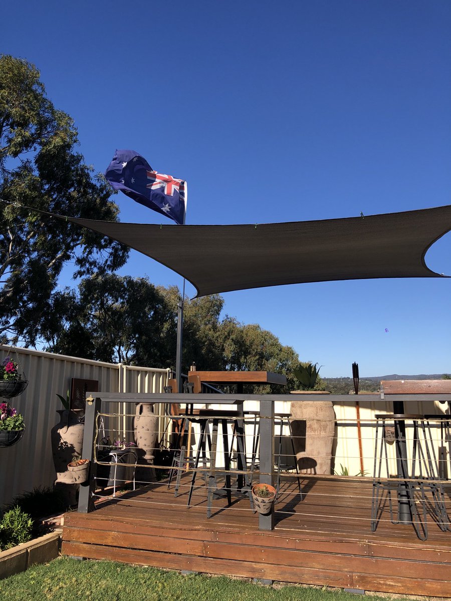 grantm_60's tweet photo. Forever the optimist Iโve put the shade sail back up today๐ณ Now we just need a run of warm sunny weather otherwise itโll just be protecting plants from the next hail storm๐ #whatspring? https://t.co/7P91ewdw0V