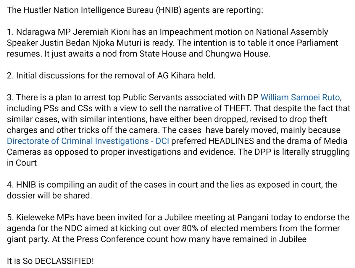 OleItumbi's tweet photo. The Hustler Nation Intelligence Bureau (HNIB) agents are reporting:

.... It is So DECLASSIFIED! https://t.co/8nTvgCA83Q
