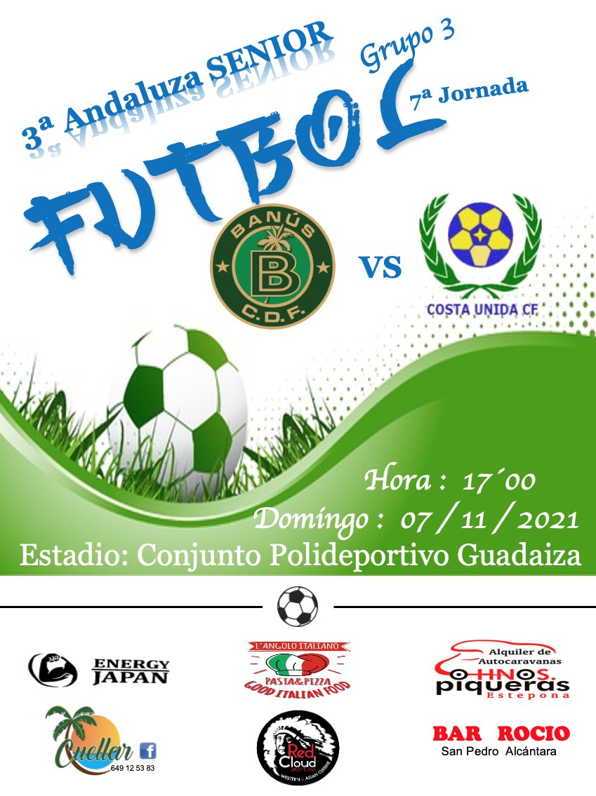 JosePascualgon3's tweet photo. ‼️ OS Recordamos Los Encuentros de Nuestros EQUIPOS
ESTE FIN DE SEMANA 06 - 07 / 11 / 2021 ‼️
💥⚽ - SENIOR
💥⚽ - JUVENIL
💥⚽ - CADETE
💚🖤 ‼️‼️ VAMOS C.D.F. BANÚS ‼️‼️ 💚🖤
#uneteanustrafamilia
#corazoncdfbanús
#pasionporelfutbol
#Cdfbanus
#Cdfbanus https://t.co/8exf2bmVdu