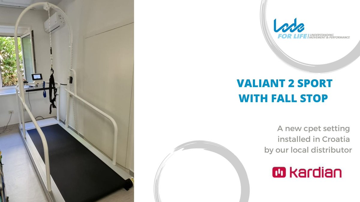 Lode_Ergometry's tweet photo. CPET testing in Croatia! A new setup of our #Valiant2 Sport treadmill with fallstop which will be used for cpet testing. Great installation by Kardian.
Lode products are installed worldwide. You can find your local distributor here: https://t.co/bOjjn5HRIY
#cpet #treadmill https://t.co/EvKzo9n5BF