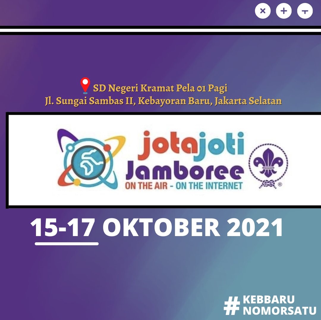 Jamboree On The Air 2021 

Salam pramuka⚜! 
"Jadikan Pramuka Gemar Berkomunikasi Menggunakan Radio"

Hallo kakak-kakak semua, setelah sekian lamanya, JOTA hadir kembali tahun ini.

#JOTAJOTI2021
#kebbarunomorsatu
#rindukebayoranbaru
#dkrkebbaru
#banggajadiTDJees