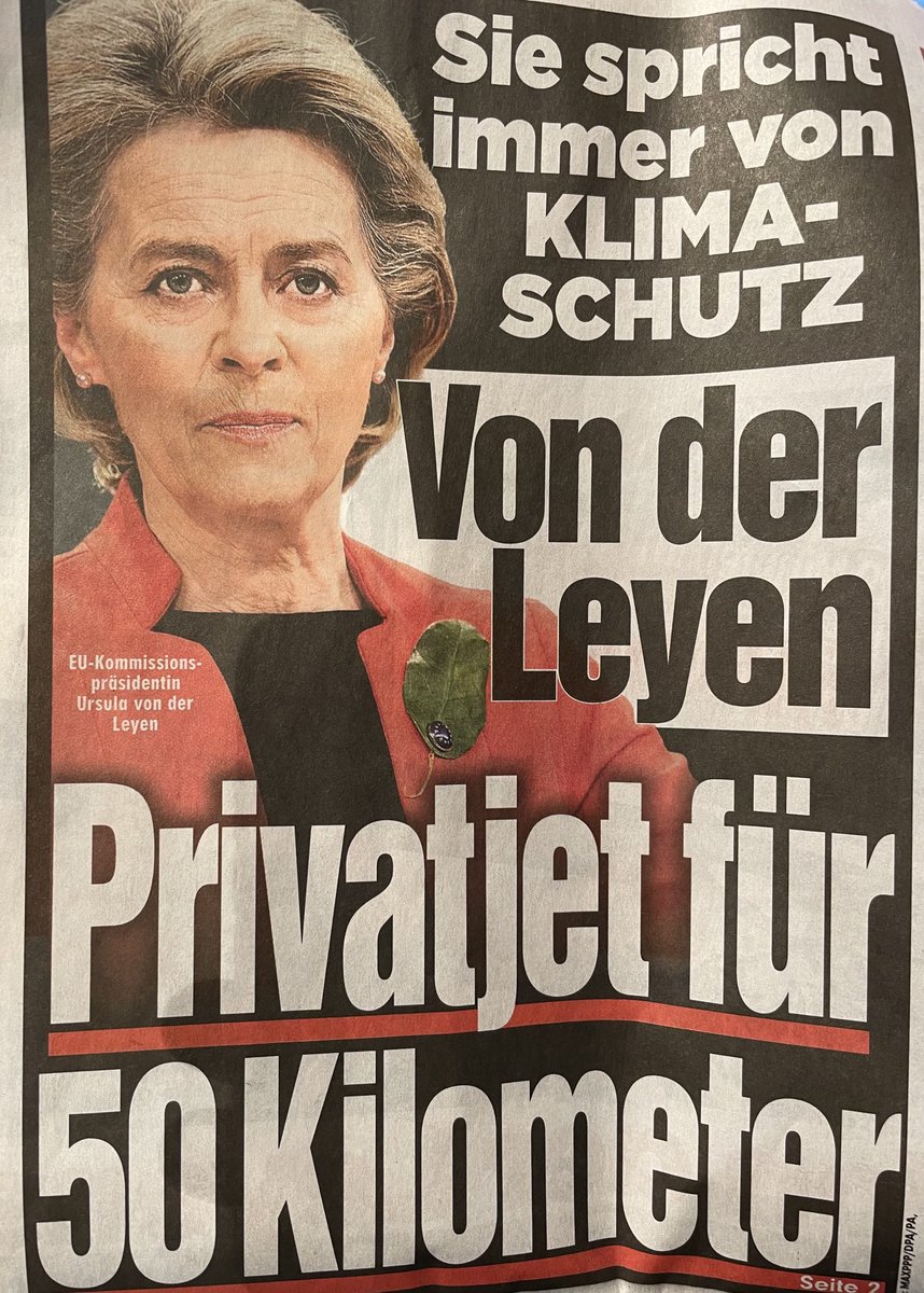 Wasser predigen und Wein saufen - das Volk wird mit hohen Benzinpreisen wegen des „Klimas“ drangsaliert und man selbst fliegt im Privatjet umher. #50Kilometer #vonderLeyen
