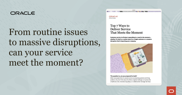 samuelvandeth's tweet image. Deliver service that meets the moment. Quickly respond to shifting expectations and demand with @OracleCX&apos;s complete and connected #customerservice platform. Learn more about #IntelligentService. bit.ly/2YfTVrx