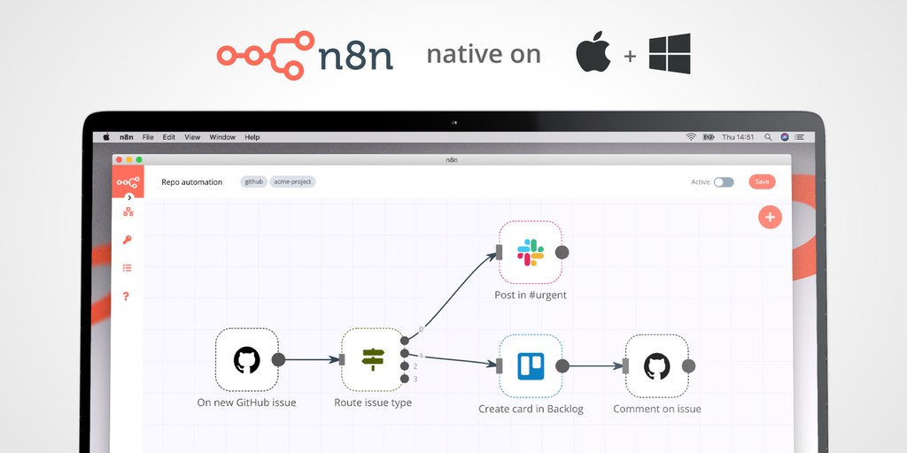 comunidadn8n's tweet photo. ⭕ N8N Desktop - Versión de escritorio para MacOS y Windows.

Publicamos nuevo producto en ProductHunt

Si te gusta el proyecto dale ⬆️UPVOTE 

👉 https://t.co/FqpFwYSSq7

#n8n #desktop #macOS #Windows #OpenSource #automation https://t.co/iKTjqupSza